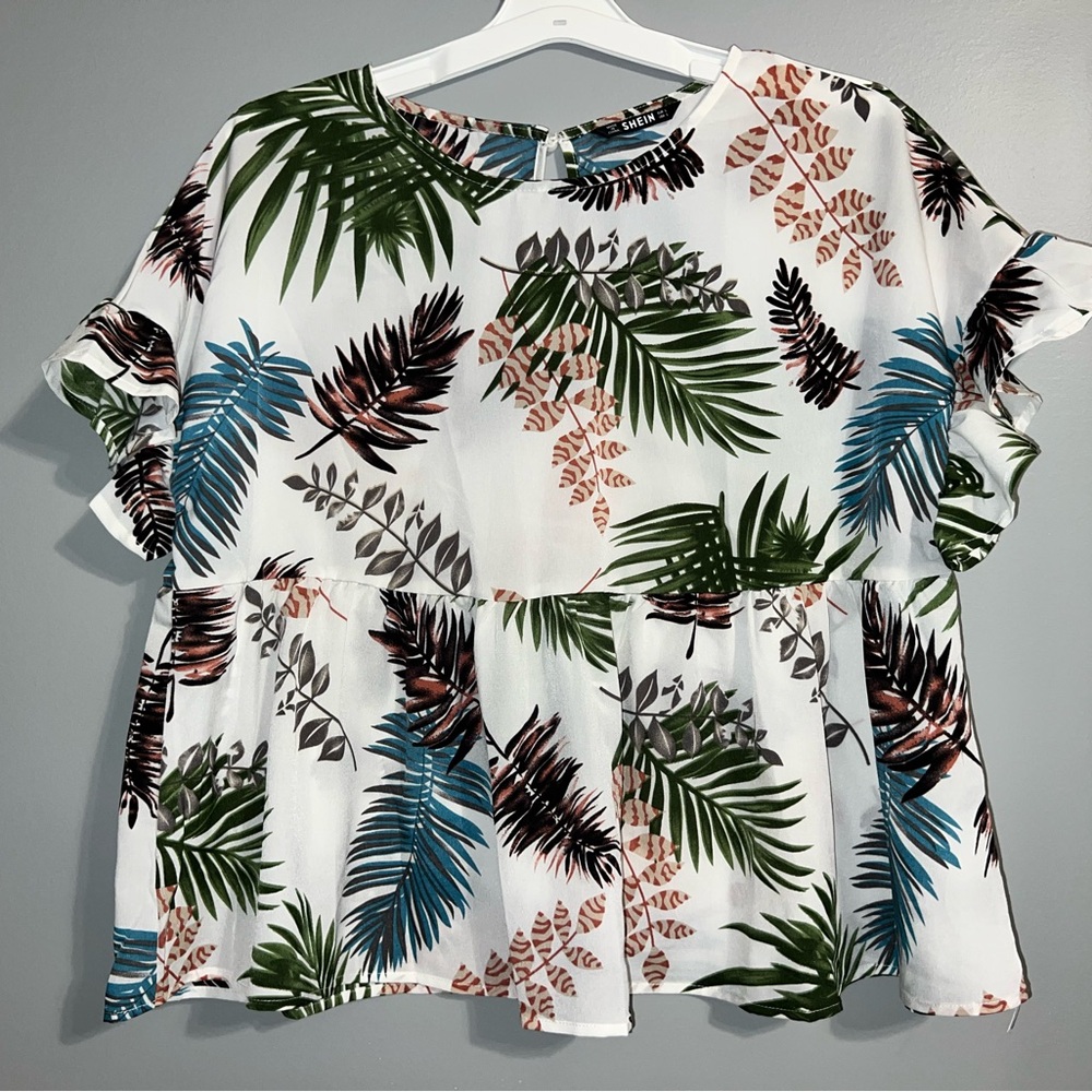 SHEIN Tropical peplum top